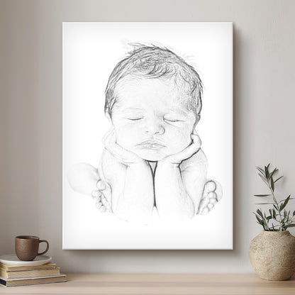 Baby & Me Black & White Artistic Design Custom Portrait | Stretched Canvas