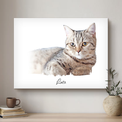 Cat Oil-Inspired Fine Art Portrait | Premium Custom Canvas
