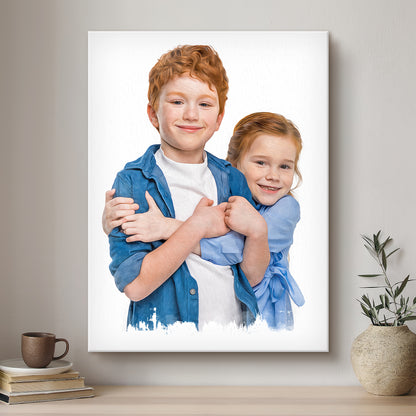 Children Modern Art Artistic Design Custom Portrait | Stretched Canvas