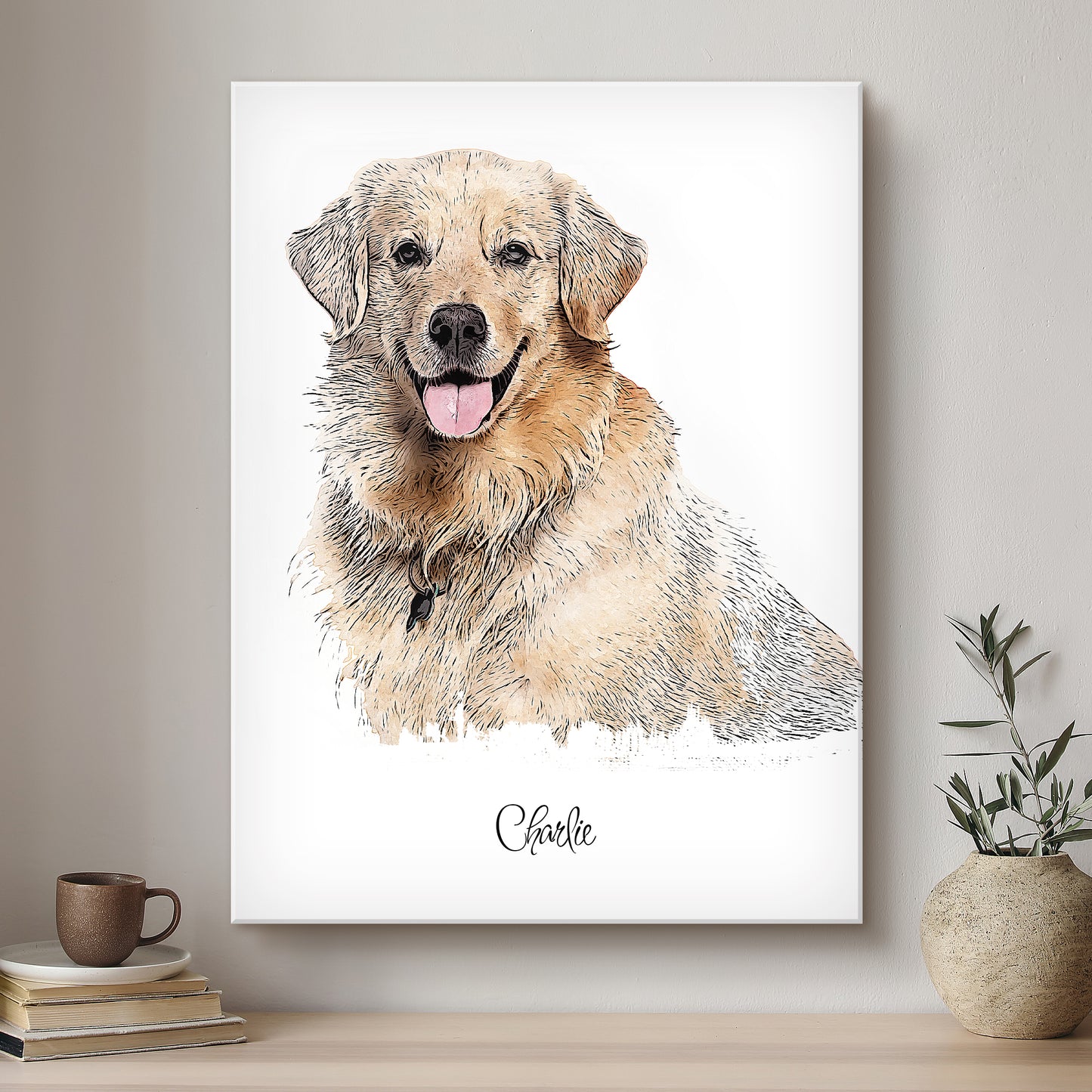Dog Ink Line Artistic Design Custom Portrait | Stretched Canvas