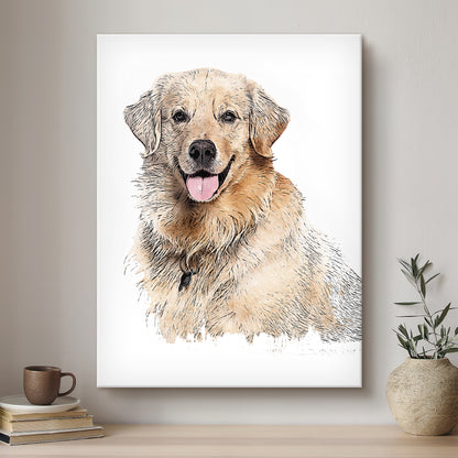 Dog Ink Line Artistic Design Custom Portrait | Stretched Canvas