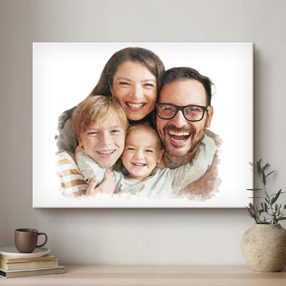 Family Soft Watercolour Custom Portrait | Stretched Canvas