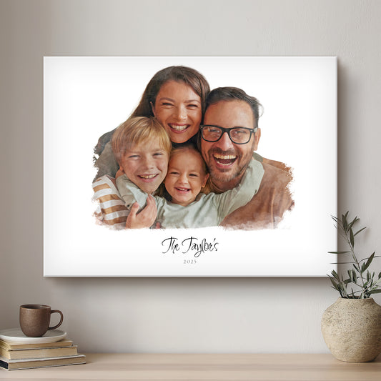 Family Modern Art Artistic Design Custom Portrait | Stretched Canvas