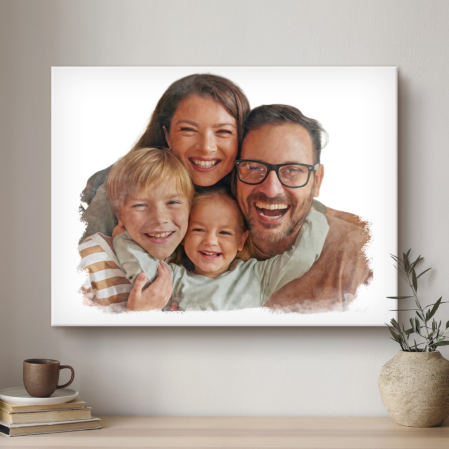Family Modern Art Artistic Design Custom Portrait | Stretched Canvas