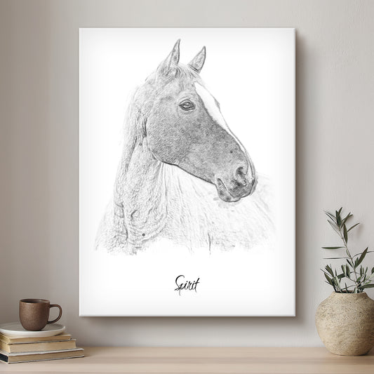 Horse Black & White Artistic Design Custom Portrait | Stretched Canvas