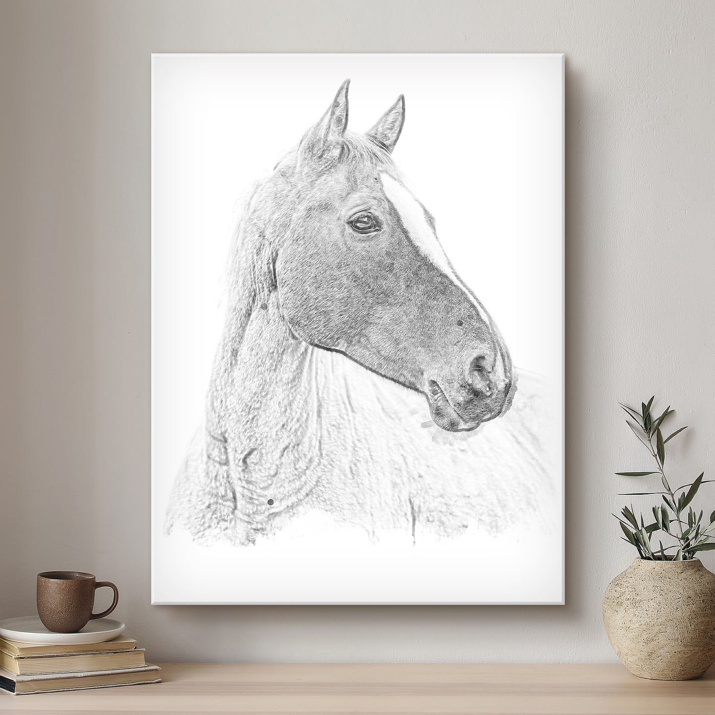 Horse Black & White Artistic Design Custom Portrait | Stretched Canvas