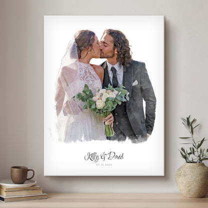 Wedding Modern Art Artistic Design Custom Portrait | Stretched Canvas