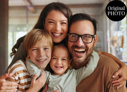 Family Ink Line Artistic Design Custom Portrait | Stretched Canvas