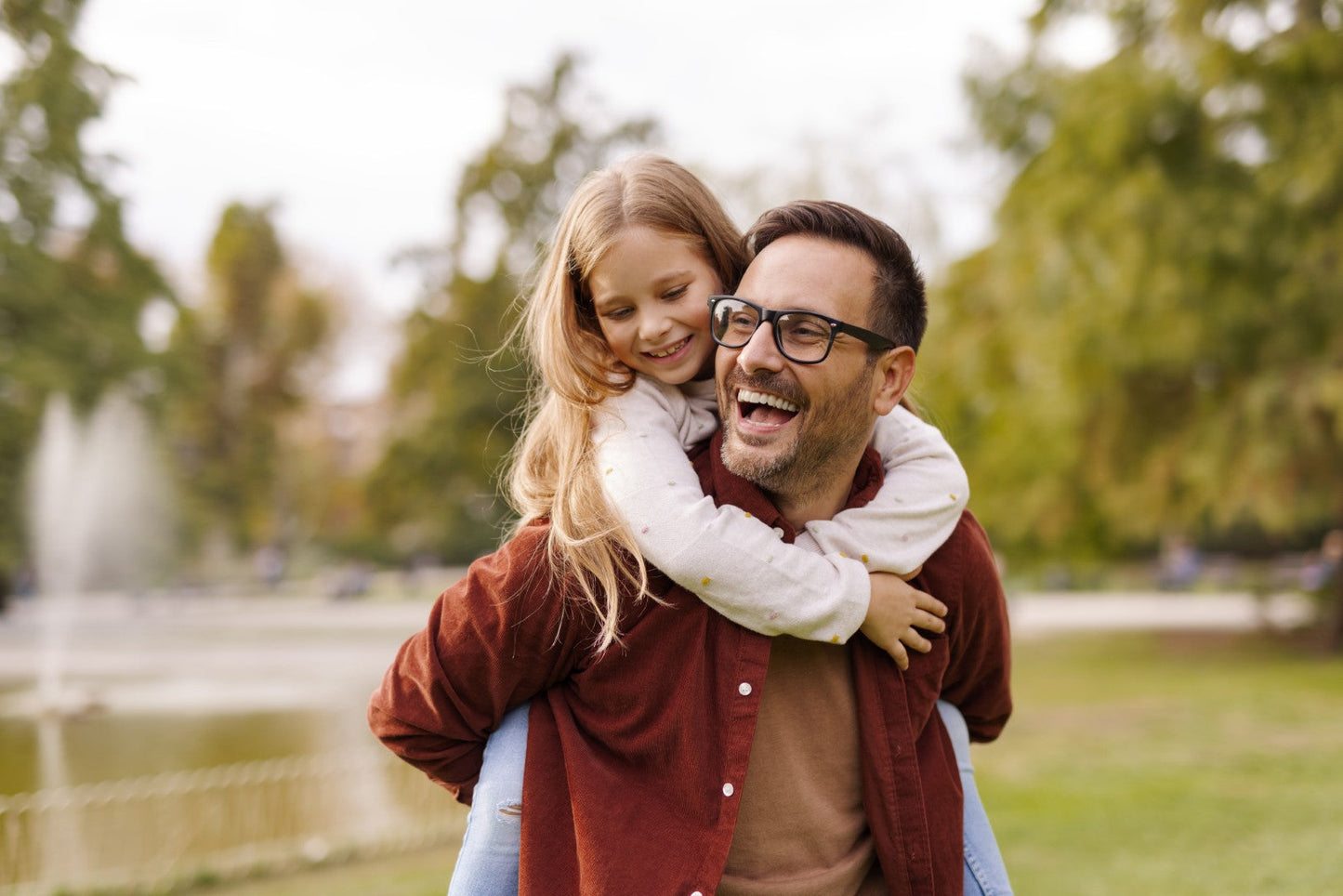 Daddy and daughter with blurred background