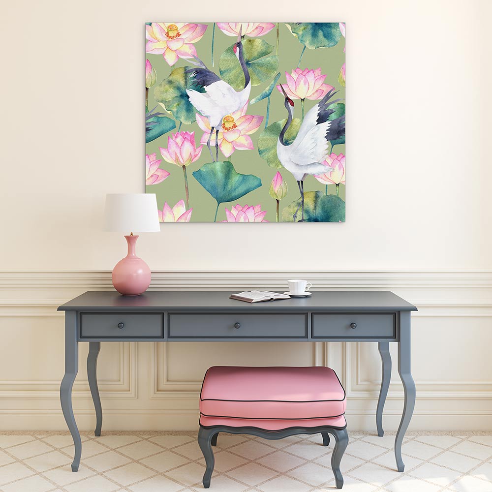 Cranes and lotus