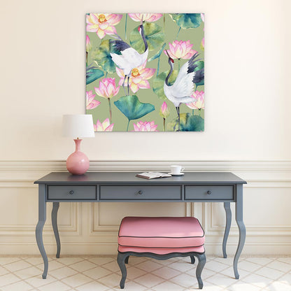 Cranes and lotus
