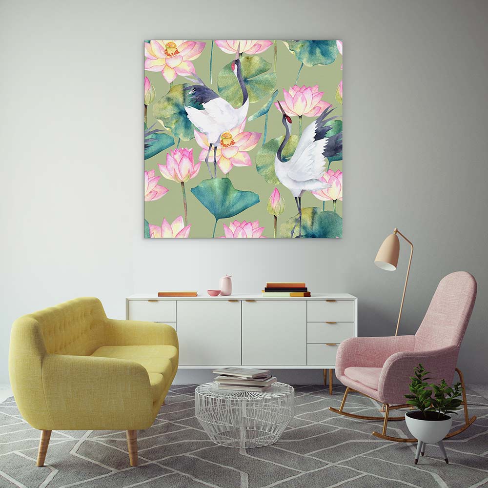 Cranes and lotus