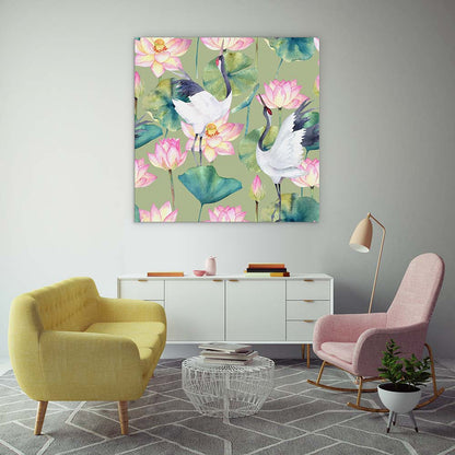Cranes and lotus