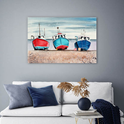 Three beached boats