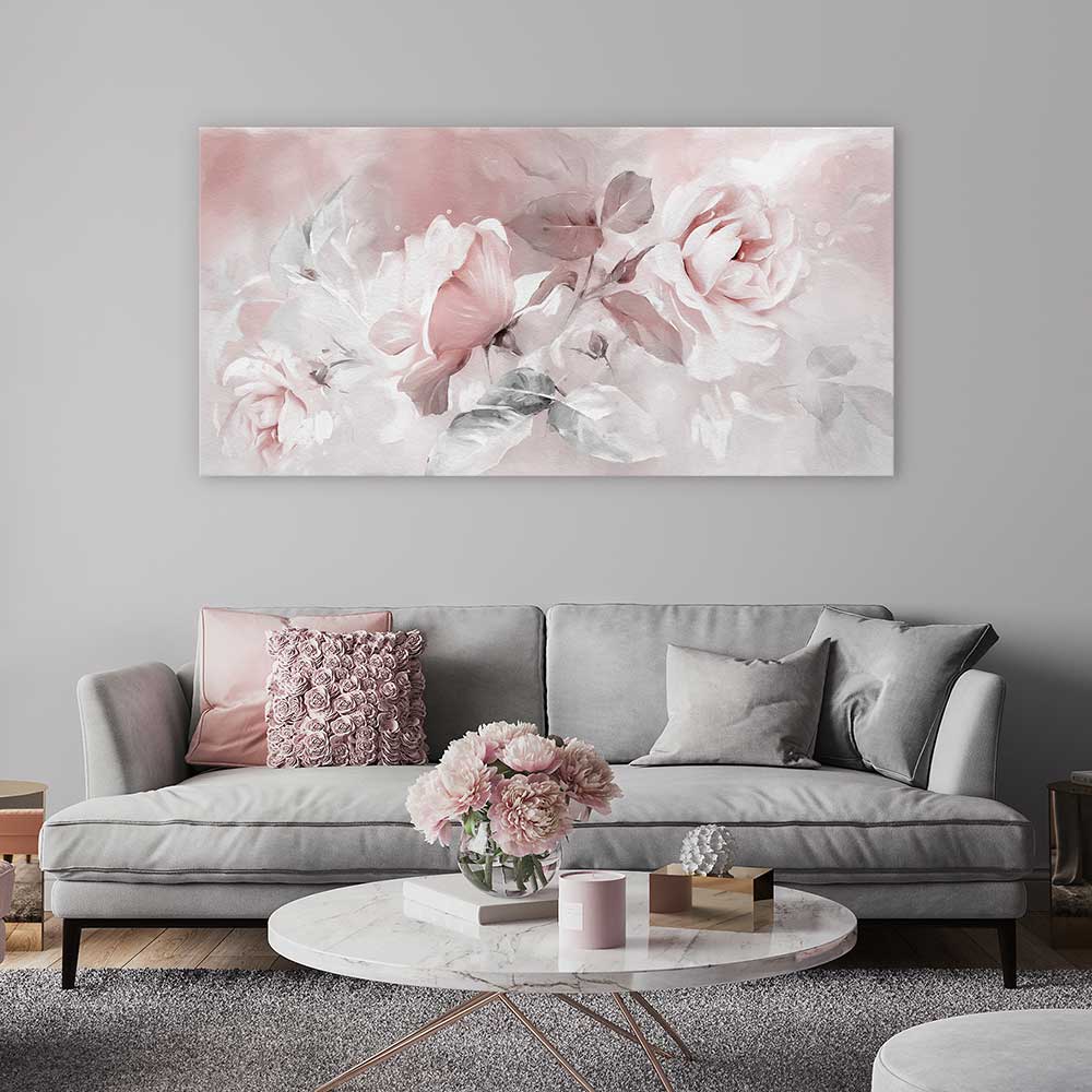 rose pink絵画3点 Floral Wall Art | Pink Rose Trio | Stretched Canvas – Wall Art Prints