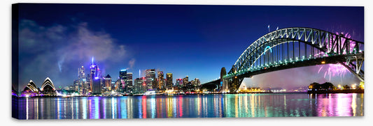 Sydney Harbour NYE fireworks panorama