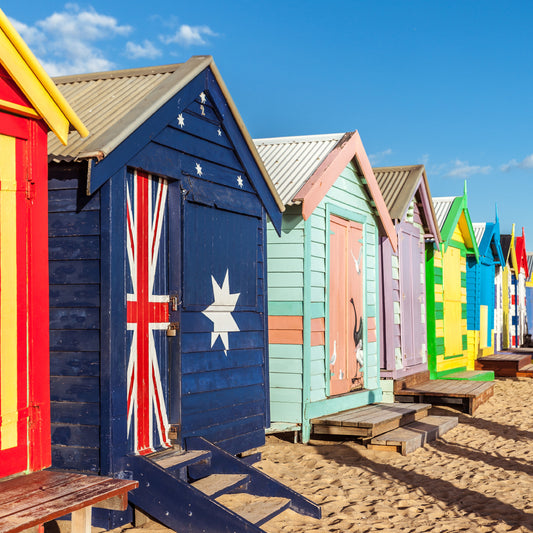 Beach huts in the sun (Custom)